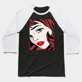 Redheaded Pop Art Girl Baseball T-Shirt